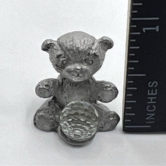 Vintage Spoontiques Pewter 1" Teddy Bear Figurine Crystal Ball Miniature CM311 - Picture 7 of 7
